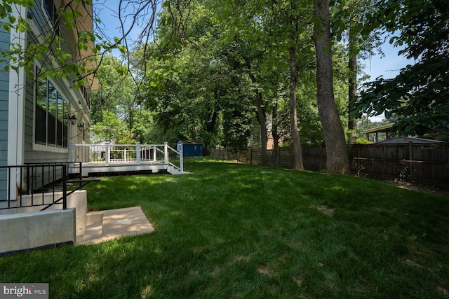 504 Kingsley Rd SW, Vienna, VA 22180 - fenced backyard with a storage shed and a wooden deck