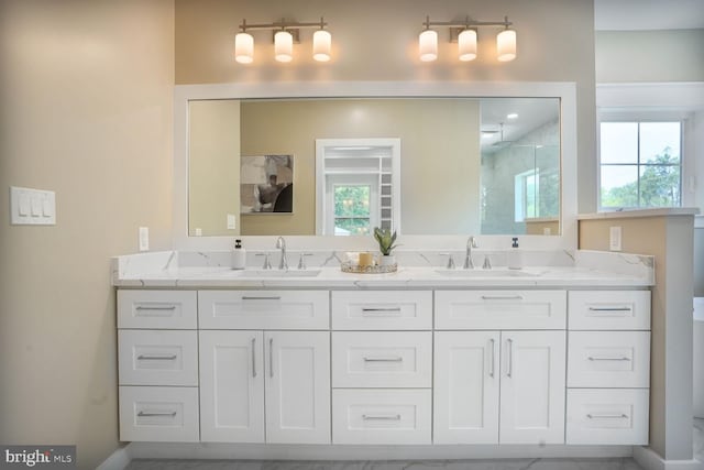 504 Kingsley Rd SW, Vienna, VA 22180 - bathroom featuring double vanity and a shower