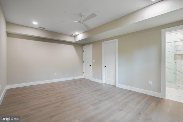 504 Kingsley Rd SW, Vienna, VA 22180 - basement featuring wood finished floors, a ceiling fan, and recessed lighting