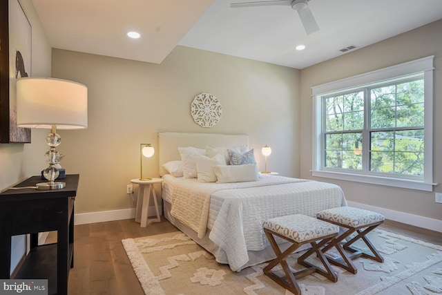 504 Kingsley Rd SW, Vienna, VA 22180 - bedroom featuring wood finished floors, recessed lighting, and ceiling fan