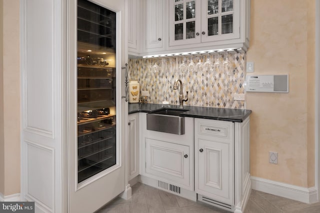 103 Marian Dr, Princeton Junction, NJ 08550 - indoor wet bar featuring beverage cooler and tasteful backsplash