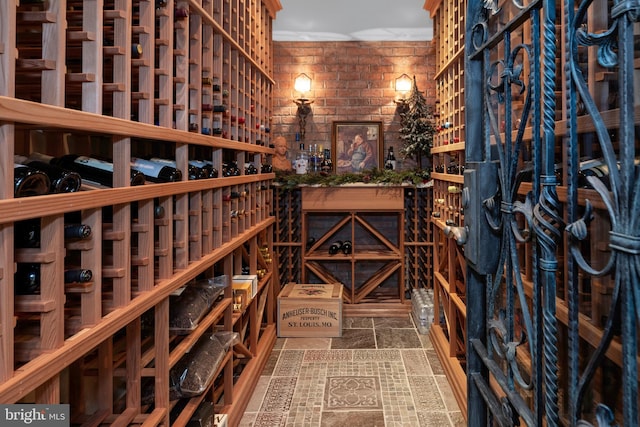 103 Marian Dr, Princeton Junction, NJ 08550 - wine area featuring stone finish floors and brick wall