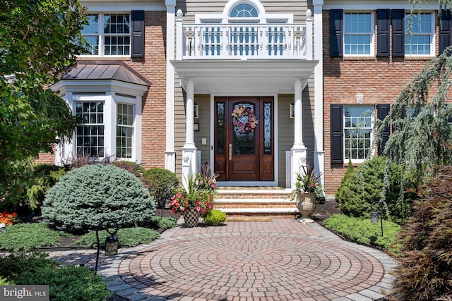 103 Marian Dr, Princeton Junction, NJ 08550 - entrance to property featuring a balcony and brick siding