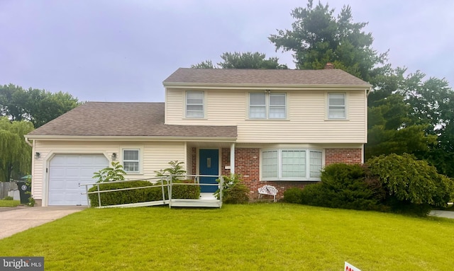2301 Yellowstone Rd, Cinnaminson, NJ 08077 - view of front of house with an attached garage, a front lawn, driveway, and brick siding