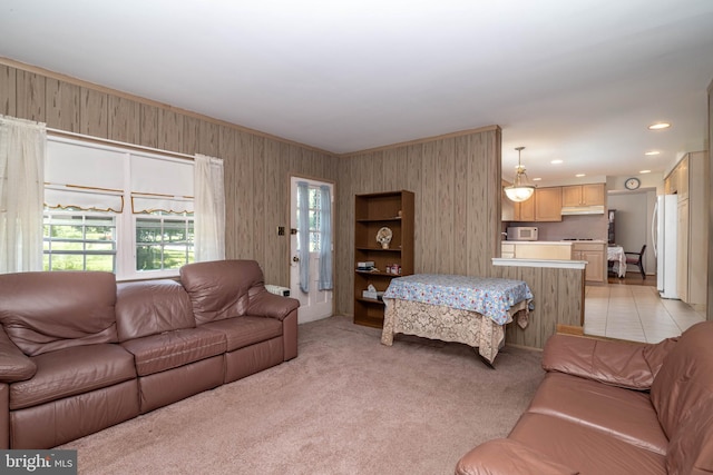 2301 Yellowstone Rd, Cinnaminson, NJ 08077 - living room with light carpet, recessed lighting, and crown molding