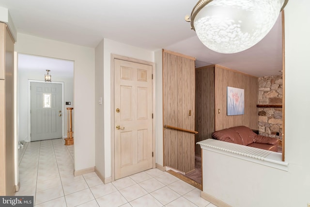 2301 Yellowstone Rd, Cinnaminson, NJ 08077 - hallway featuring wooden walls and light tile patterned floors