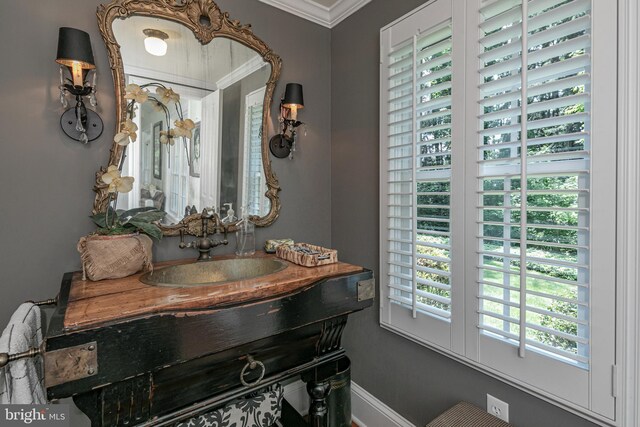 200 Hun Rd, Princeton, NJ 08540 - bathroom featuring crown molding and vanity
