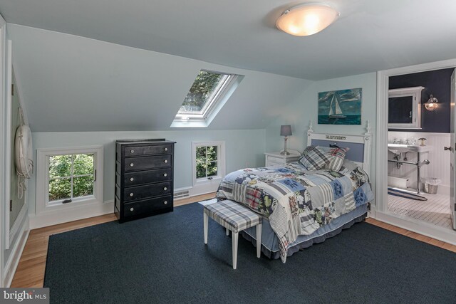 200 Hun Rd, Princeton, NJ 08540 - bedroom with a skylight, wood finished floors, and vaulted ceiling