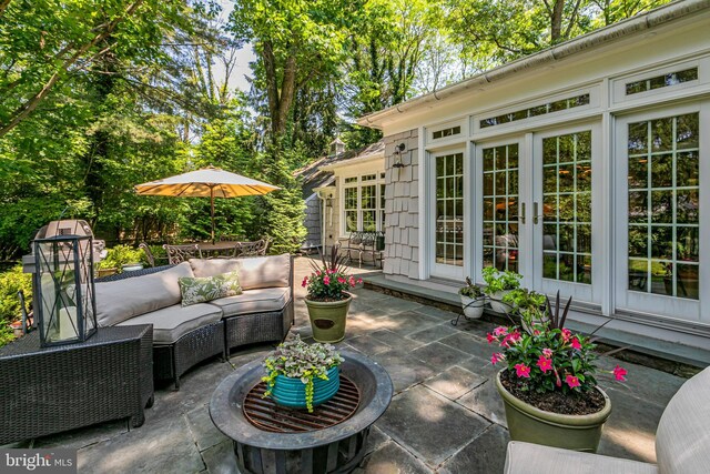 200 Hun Rd, Princeton, NJ 08540 - view of patio / terrace with an outdoor living space and french doors