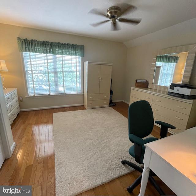 1359 Michael Way, Lansdale, PA 19446 - office area featuring light wood-type flooring, a ceiling fan, and baseboards