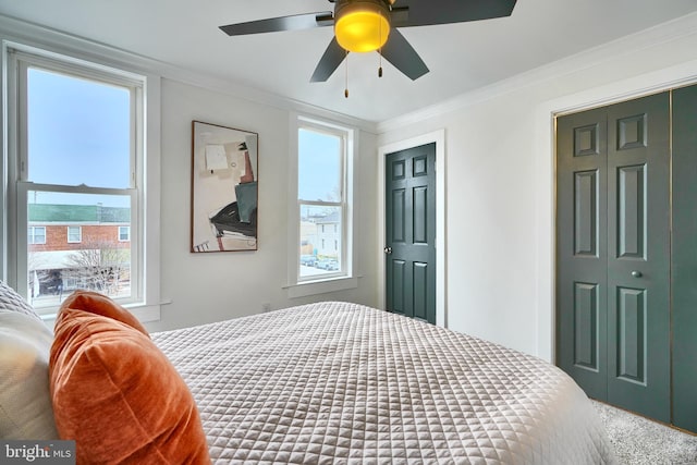837 W 33rd St, Baltimore, MD 21211 - bedroom with crown molding and ceiling fan