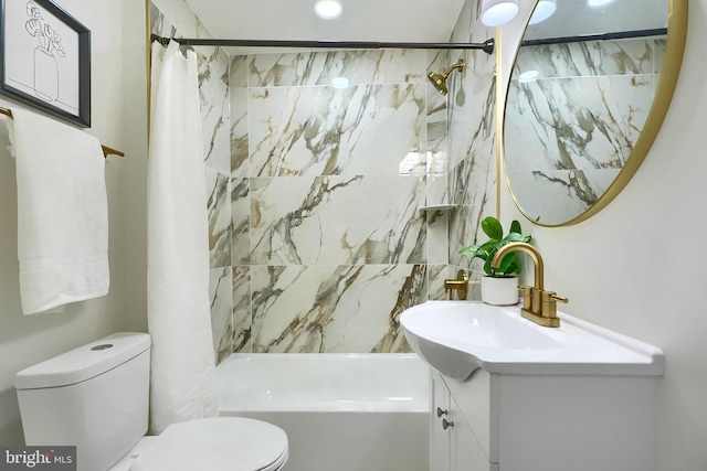 837 W 33rd St, Baltimore, MD 21211 - full bathroom featuring vanity, shower / tub combo, toilet, and recessed lighting