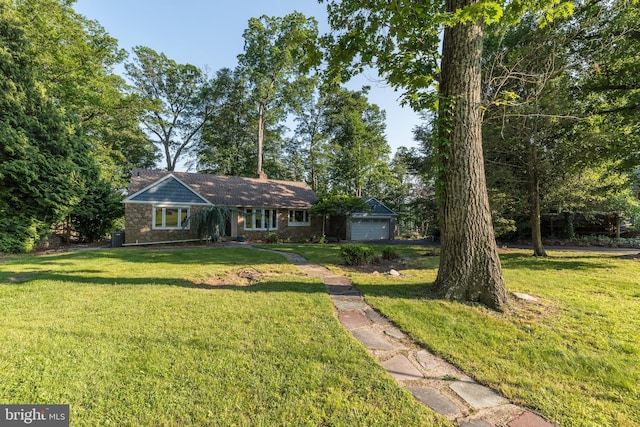 1901 Acorn Ln, Abington, PA 19001 - single story home with a front lawn, a garage, and stone siding