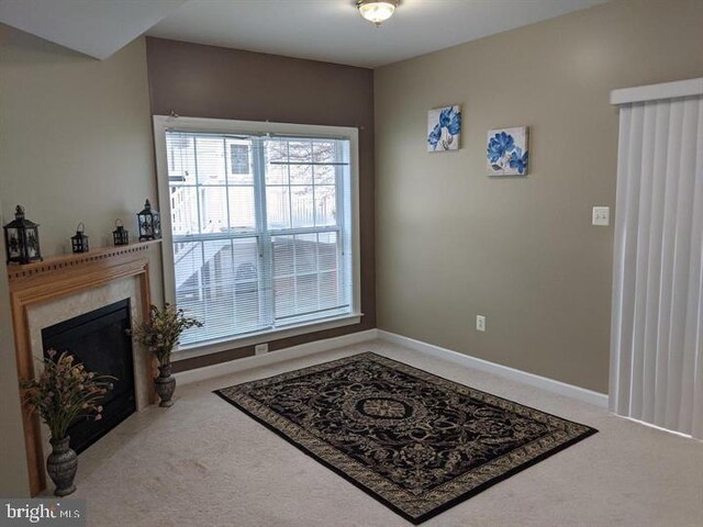3313 Castle Ridge Cir, Silver Spring, MD 20904 - dining space with carpet flooring, a high end fireplace, and baseboards