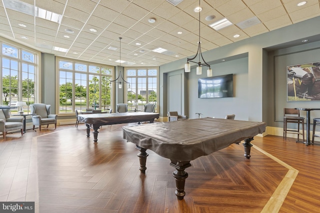 401 Bold Ruler Ct Unit 302, Havre De Grace, MD 21078 - playroom with pool table, a paneled ceiling, healthy amount of natural light, and baseboards
