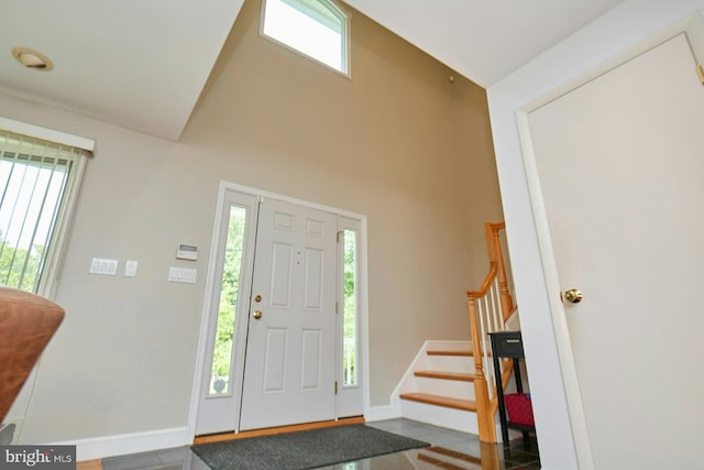 3820 Lorcom Ln, Arlington, VA 22207 - foyer entrance with stairs, baseboards, and a high ceiling