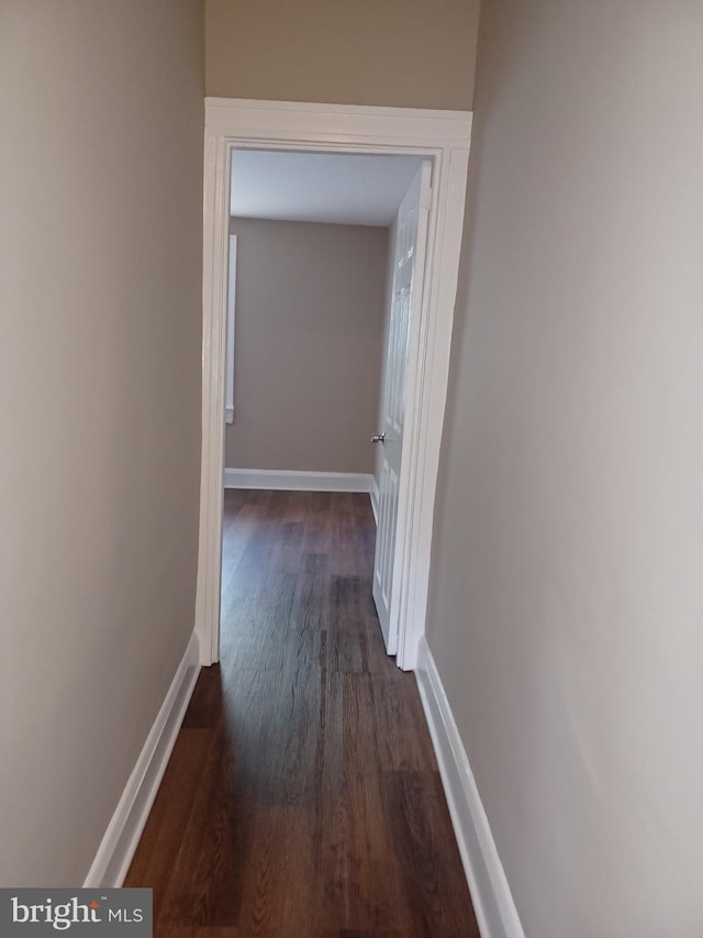 513 N Highland Ave, Baltimore, MD 21205 - corridor with dark wood-style floors and baseboards