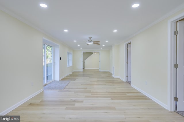 9708 Martinsburg Rd, Hedgesville, WV 25427 - hall with crown molding, recessed lighting, light wood-style floors, and baseboards