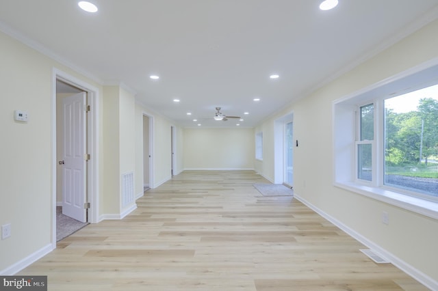 9708 Martinsburg Rd, Hedgesville, WV 25427 - hall with recessed lighting, crown molding, light wood-style flooring, and baseboards