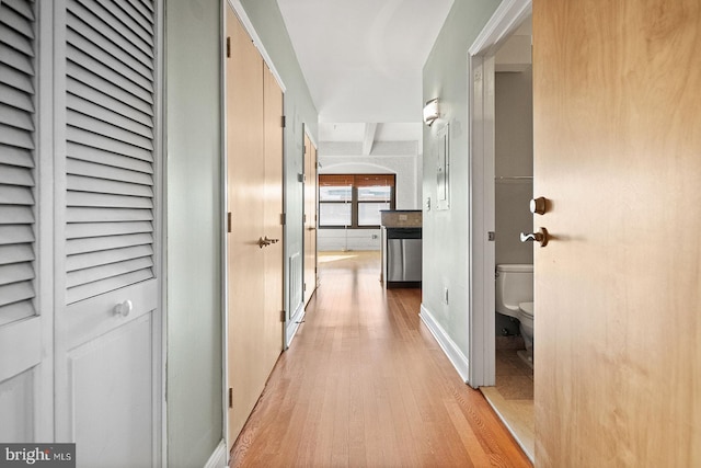 1100 S Broad St Unit 404C & # 212P, Philadelphia, PA 19146 - hallway with light wood-style flooring and baseboards