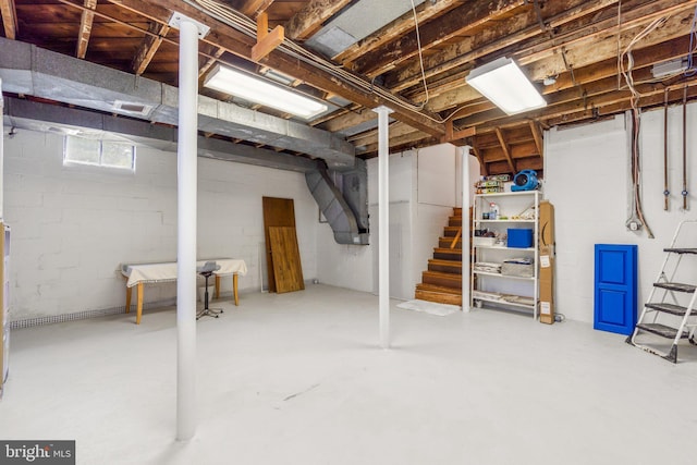 206 Mountain Rd, Linthicum Heights, MD 21090 - below grade area featuring stairs and concrete block wall