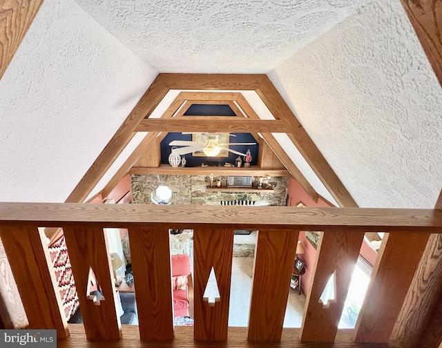 299 Valentine Acres Rd, Clearville, PA 15535 - detailed view of a textured ceiling, a textured wall, and ceiling fan