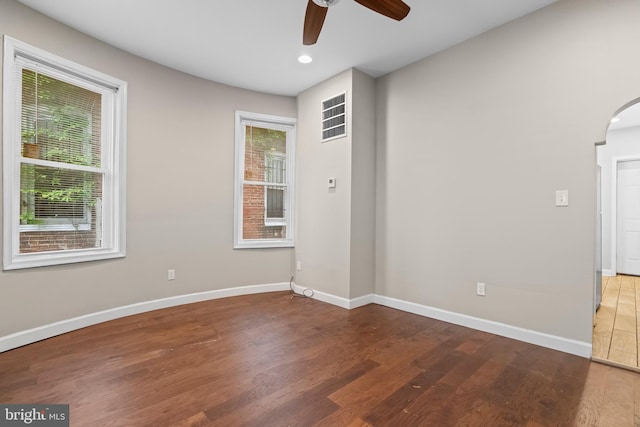 1619 Moreland Ave, Baltimore, MD 21216 - unfurnished room featuring wood finished floors, a ceiling fan, healthy amount of natural light, and recessed lighting