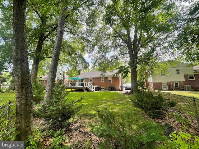 4440 Wells Pkwy, Hyattsville, MD 20782 - view of yard with a deck, stairway, and central air condition unit