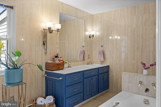65 Covered Bridge Rd, New Hope, PA 18938 - full bath featuring plenty of natural light, tile walls, vanity, and a bath