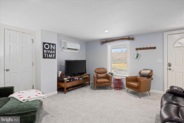 6772 E Side, Elkton, VA 22827 - living area with an AC wall unit, carpet flooring, and baseboards