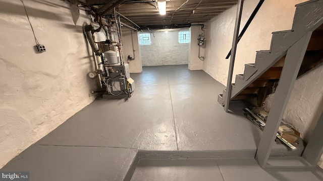2126 E Sanger St, Philadelphia, PA 19124 - below grade area featuring stairs and a textured wall