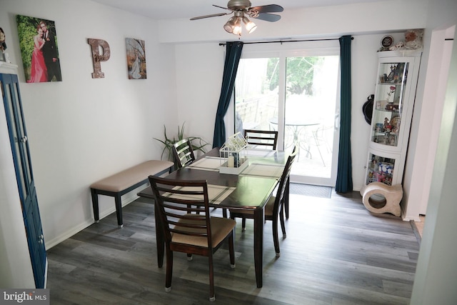 9 Wyndham Ct, Downingtown, PA 19335 - dining space with a ceiling fan, wood finished floors, and baseboards
