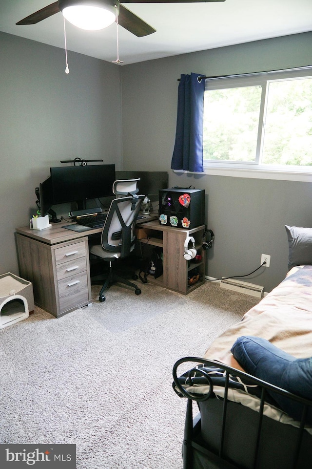 9 Wyndham Ct, Downingtown, PA 19335 - carpeted bedroom with a ceiling fan and an office area