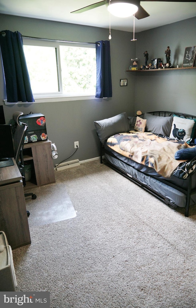 9 Wyndham Ct, Downingtown, PA 19335 - carpeted bedroom with a ceiling fan, a desk, and baseboards