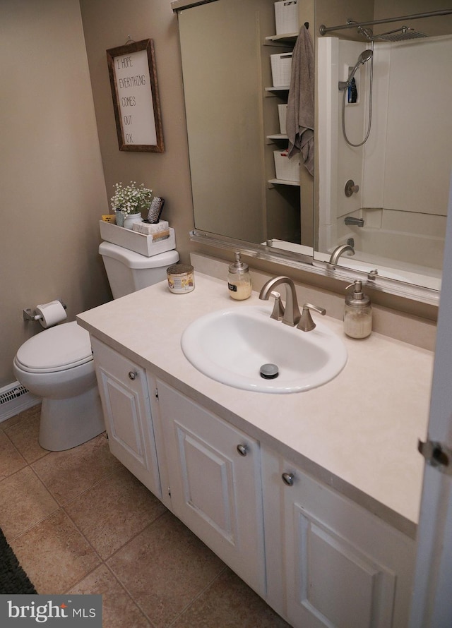 9 Wyndham Ct, Downingtown, PA 19335 - bathroom featuring toilet, vanity, tile patterned flooring, and tub / shower combination