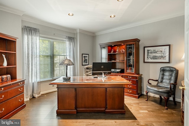 1217 Tullamore Cir, Chester Springs, PA 19425 - office with wood finished floors, ornamental molding, and recessed lighting
