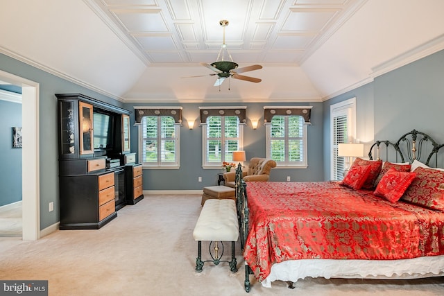 1217 Tullamore Cir, Chester Springs, PA 19425 - bedroom featuring light carpet, ornamental molding, and lofted ceiling