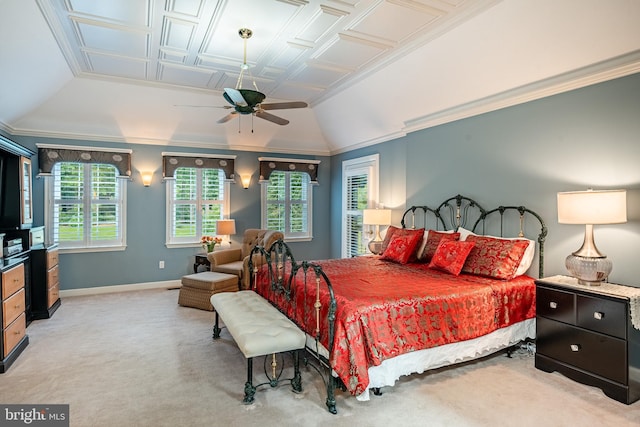 1217 Tullamore Cir, Chester Springs, PA 19425 - bedroom featuring carpet floors, multiple windows, a ceiling fan, and vaulted ceiling