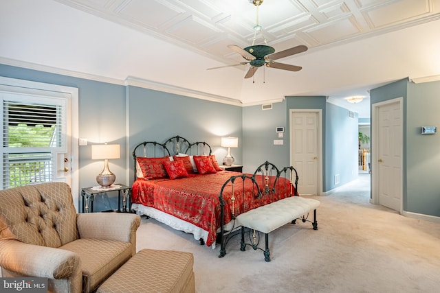 1217 Tullamore Cir, Chester Springs, PA 19425 - bedroom with light carpet, ceiling fan, and an ornate ceiling