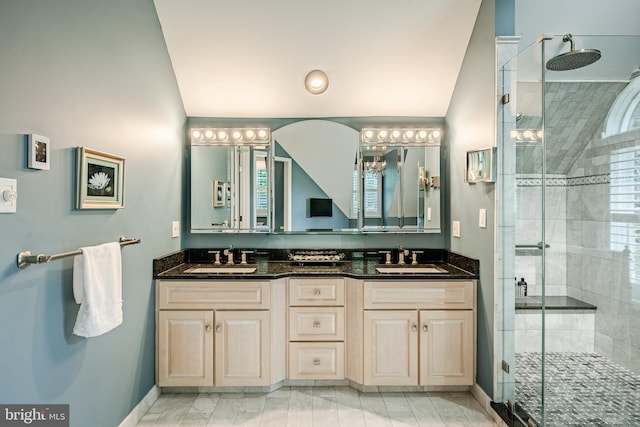 1217 Tullamore Cir, Chester Springs, PA 19425 - bathroom featuring a shower stall and double vanity