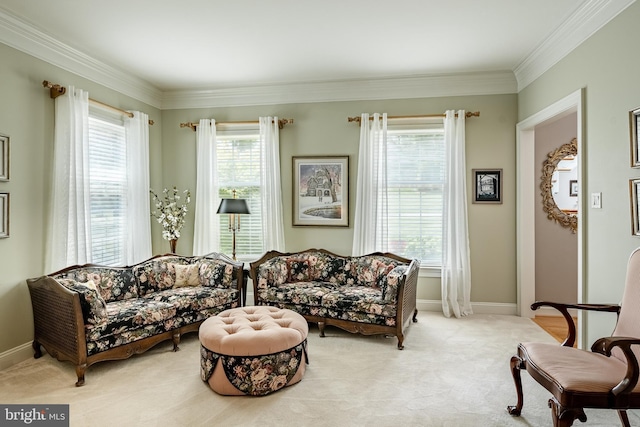 1217 Tullamore Cir, Chester Springs, PA 19425 - carpeted living area with healthy amount of natural light and crown molding