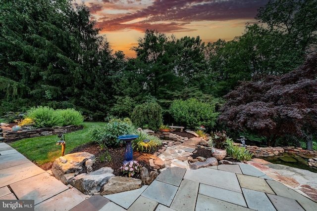 1217 Tullamore Cir, Chester Springs, PA 19425 - yard at dusk with a patio area