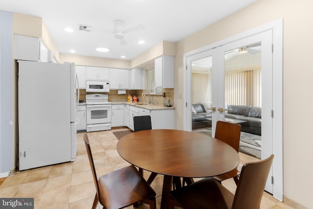 738 Prospect Rd, Monroe Township, NJ 08831 - dining area with ceiling fan, light tile patterned floors, and recessed lighting