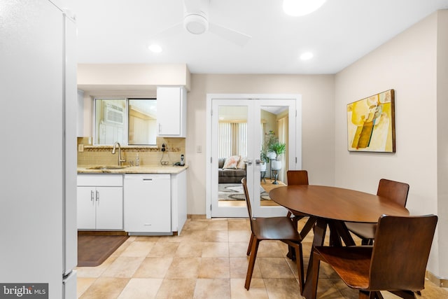 738 Prospect Rd, Monroe Township, NJ 08831 - dining area featuring ceiling fan, french doors, and recessed lighting
