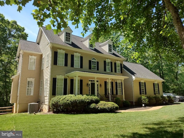 8602 General Sykes Cir, Fredericksburg, VA 22407 - view of front of home with central AC unit, a porch, and a shingled roof