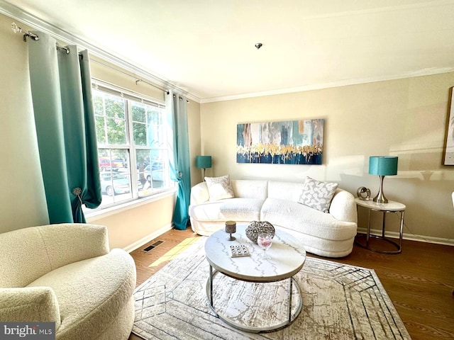 6820 Jade Ct, Capitol Heights, MD 20743 - living area featuring ornamental molding and wood finished floors