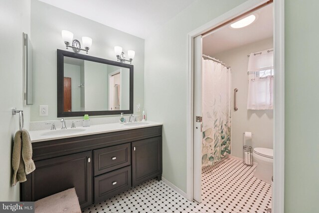 2360 Chip Pt, Warrington, PA 18976 - full bathroom with double vanity and a shower with shower curtain