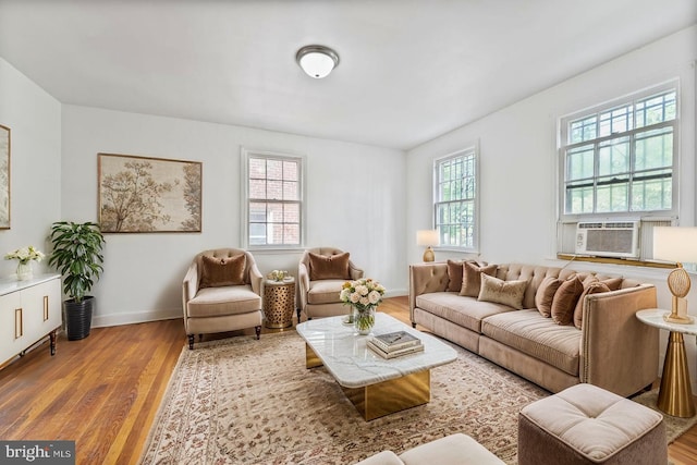 212 Division Ave NE, Washington, DC 20019 - living room with wood finished floors, cooling unit, and baseboards