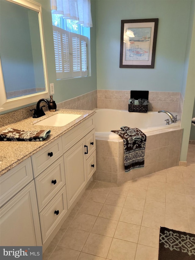 63 Briarwood Dr, Little Egg Harbor Twp, NJ 08087 - full bathroom featuring a bath, vanity, and tile patterned floors