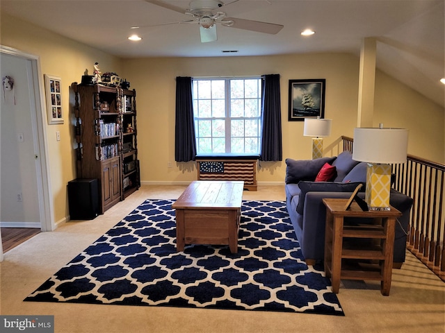 63 Briarwood Dr, Little Egg Harbor Twp, NJ 08087 - living area with carpet floors, ceiling fan, recessed lighting, and baseboards